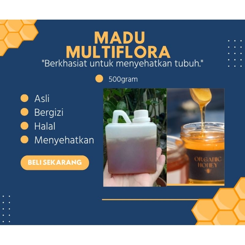 

Madu murni multiflora 500gram asli 100% original tanpa campuran