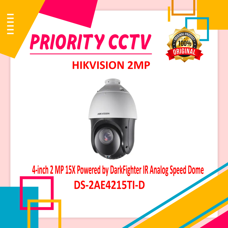 PTZ Camera Hikvision 4-inch 2 MP 15X Powered by DarkFighter IR Analog Speed Dome