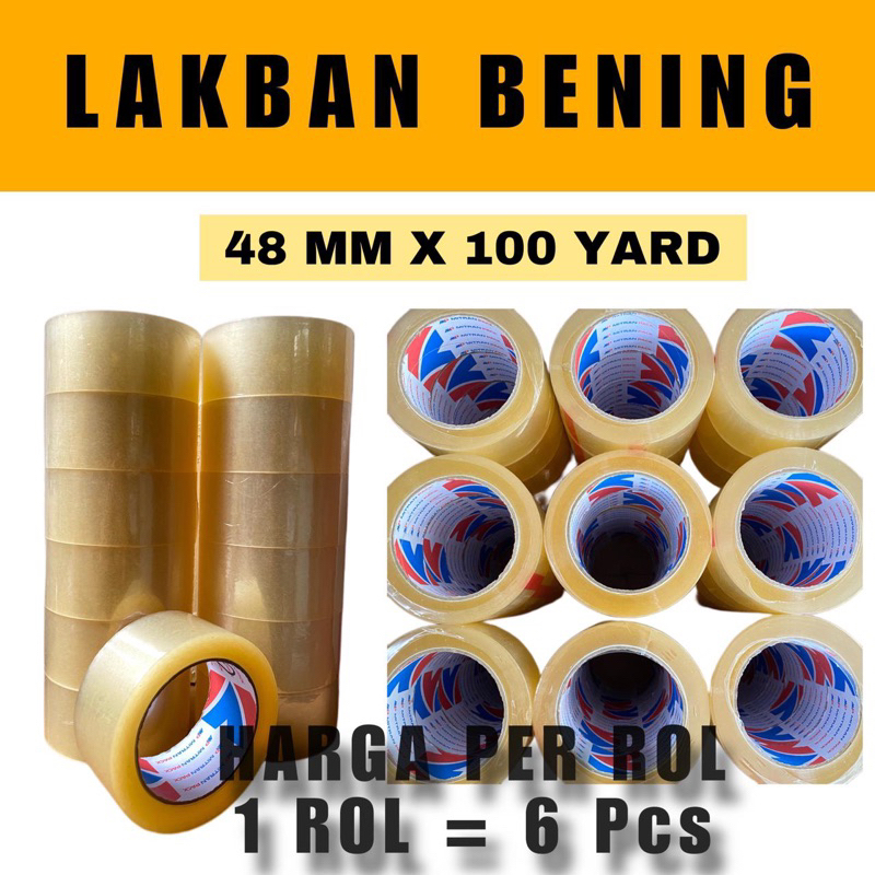 

LAKBAN BENING 6 ROLL x 90 METER / TAPE ISOLASI PREMIUM TEBAL SELOTIP BENING 1 INCH 48MM X 100 YARD