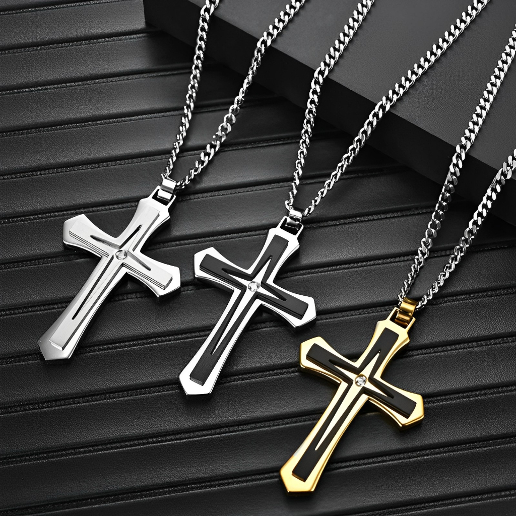 Kalung Salib Multilayer Keren Elegan | Aksesoris Rohani Kristen