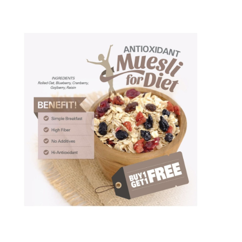 

Antioxidant Muesli BUY 1 GET 1 FREE (500gr x 2pc)