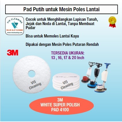 Floor Pad / Spoon Pad Polisher Merk 3M Putih 16" (1 box isi 5)
