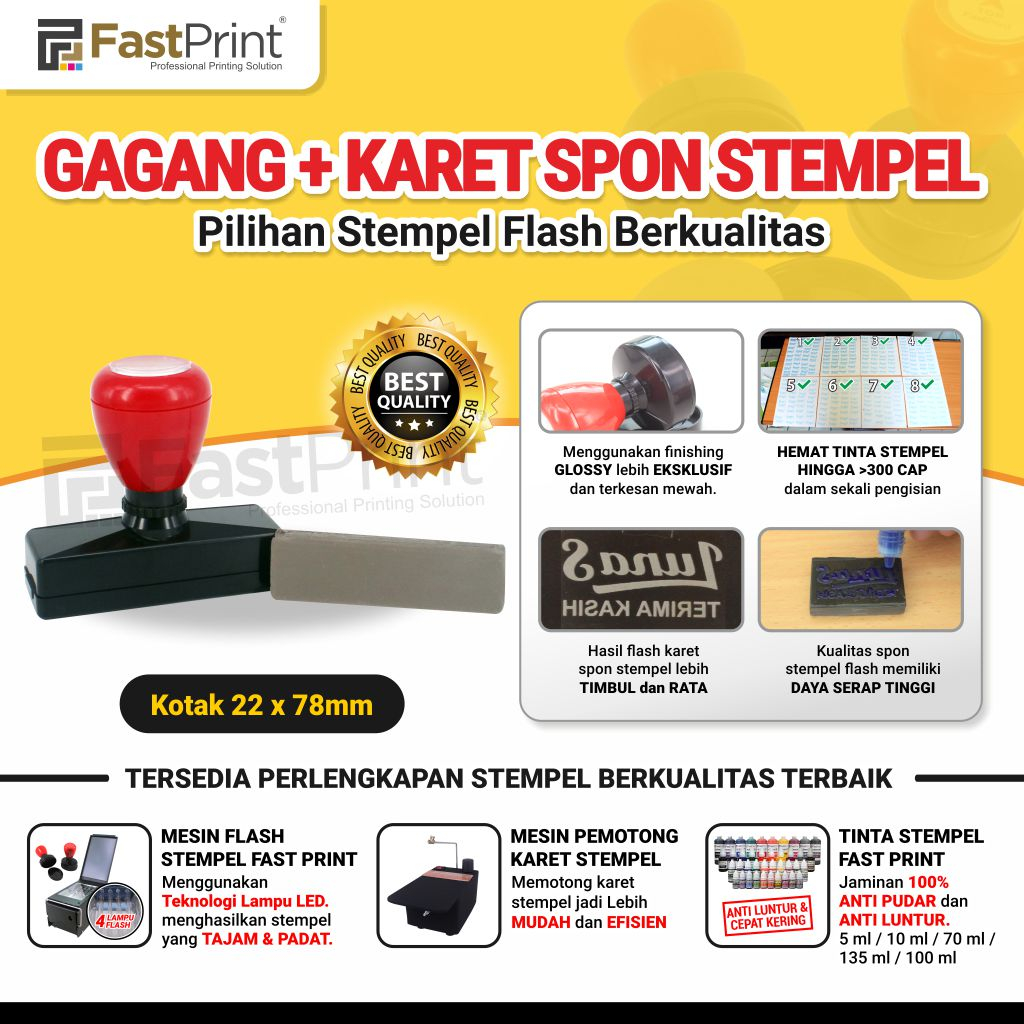 

Fast Print Gagang Stempel Flash Plus Karet Kotak Ukuran 22X78MM