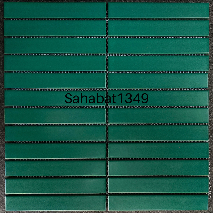 Mosaic Dinding Dapur Singres Type 2211M Hijau Matte Keramik Dinding Stripe Hijau Tua