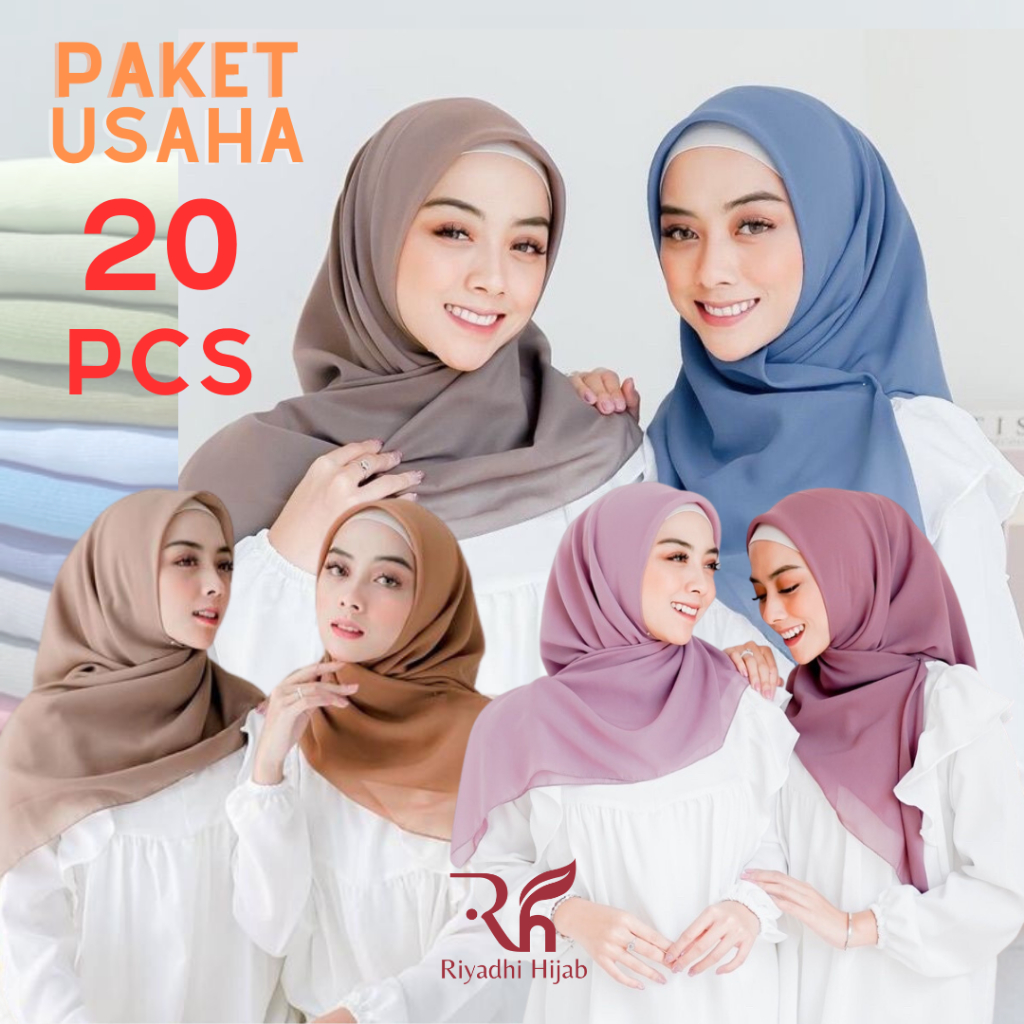 [PAKET USAHA 20 PCS] Hijab Segi Empat Bella Square 1 Kodi Jilbab Kerudung Segiempat Wanita Muslim