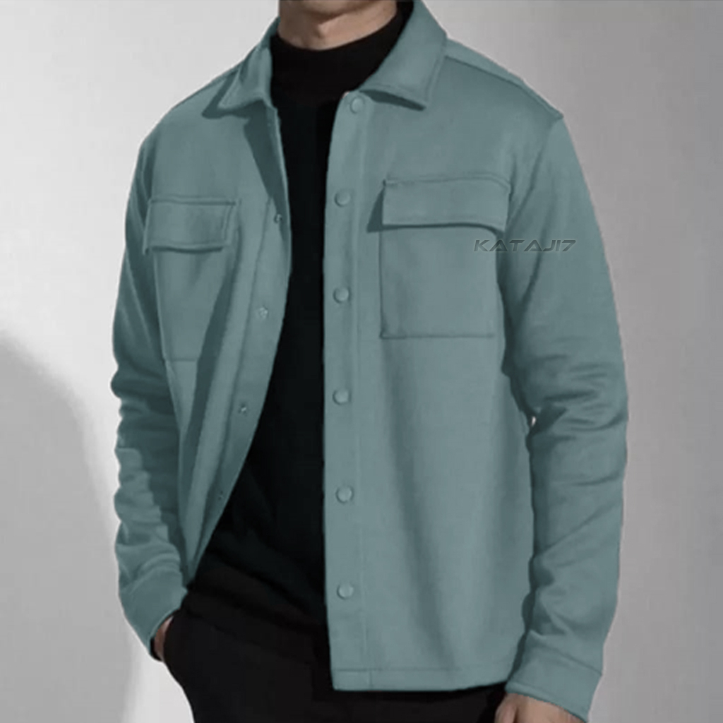 Jaket Shacket Pria Casual Trendi Jaket Semi Kemeja Semi Formal Kerja Kuliah Trvelling Nongkrong Bran