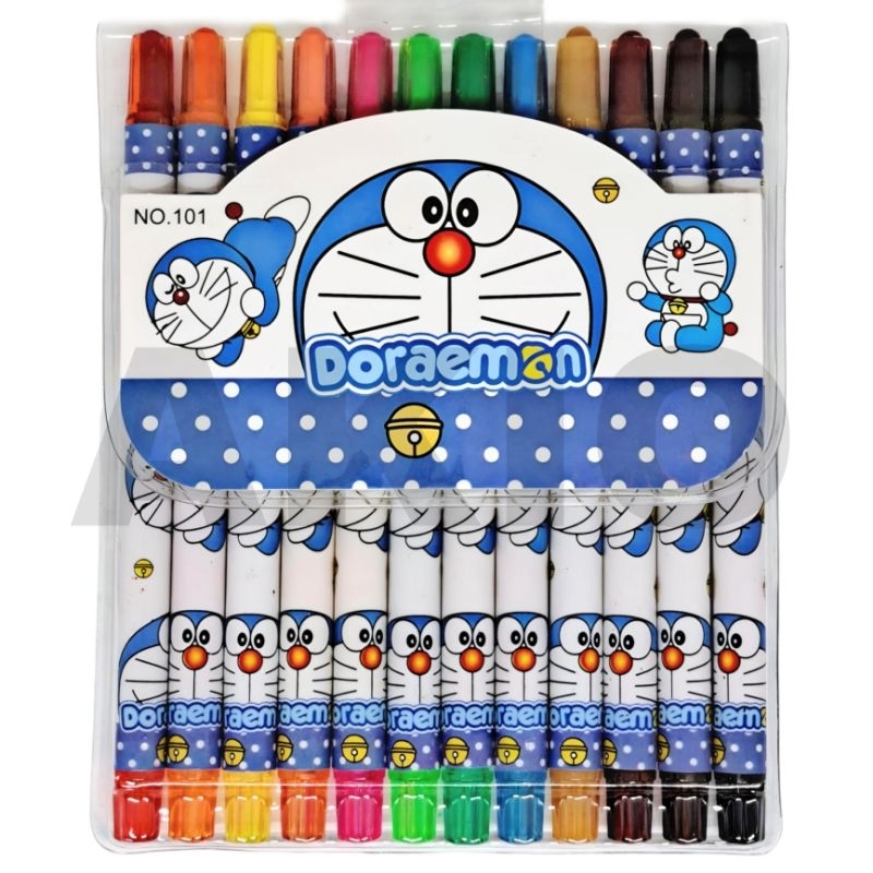 

Crayon Putar Panjang Karakter DORAEMON NOBITA PT 101 12 Warna Rolling Twist Krayon