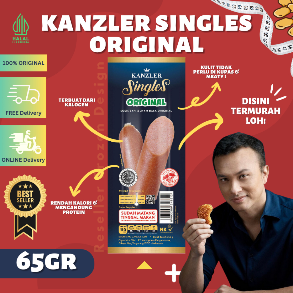 

Kanzler Singles Sosis Original 65gr | Kanjler Kenjler Kenzler Singel Sosis mateng matang siap makan ready to eat RTE Kanjler Kenzler Kenjeler Kanjeler Kenjler Kensler Kansler Viral