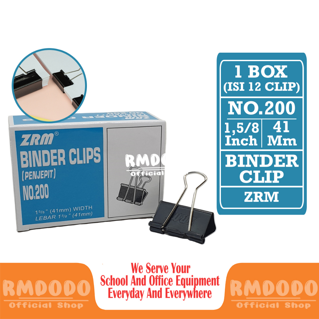 

Rmdodo - Binder Klip No.200 [1 Box - 12 Pcs Klip] / Binder Clip / Klip Hitam / Klip Kecil Besar / Penjepit Kertas ZRM