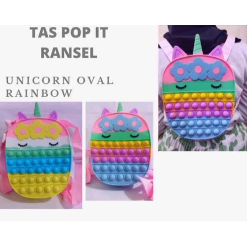tas pop it ransel unicorn bunga