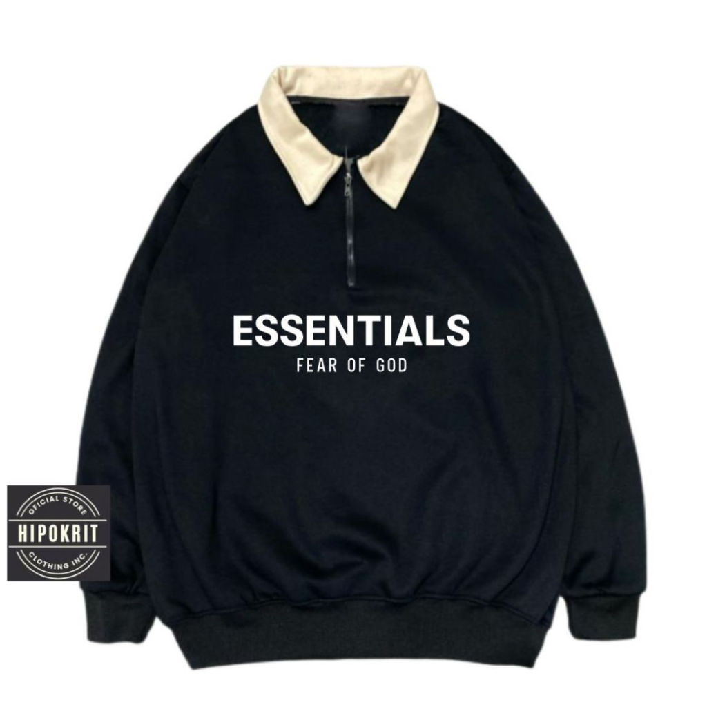 Essentials Rugby Jacket Sweater Crewneck Vintage Halpzif Black Original