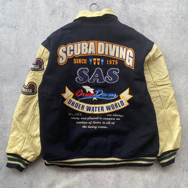 Jacket Varsity Bomber Woll Leather Vintage