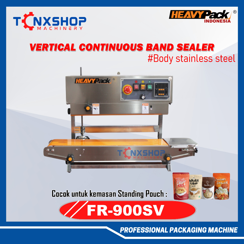 Mesin Press Segel Plastik Vertikal Continous Band Sealer FR-900SV