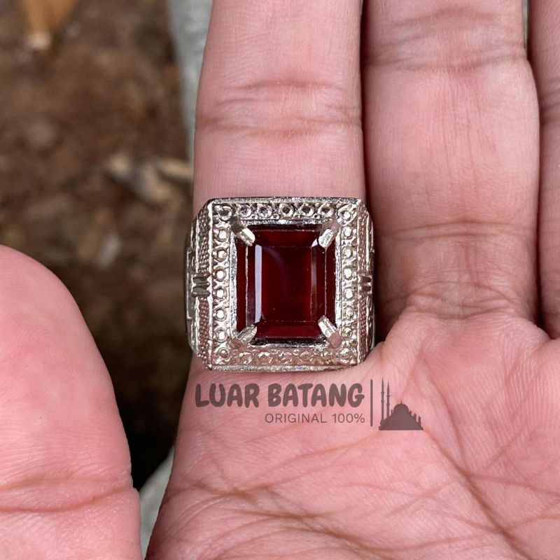 Cincin batu permata hesonite garnet black mamba 100% Natural (N)