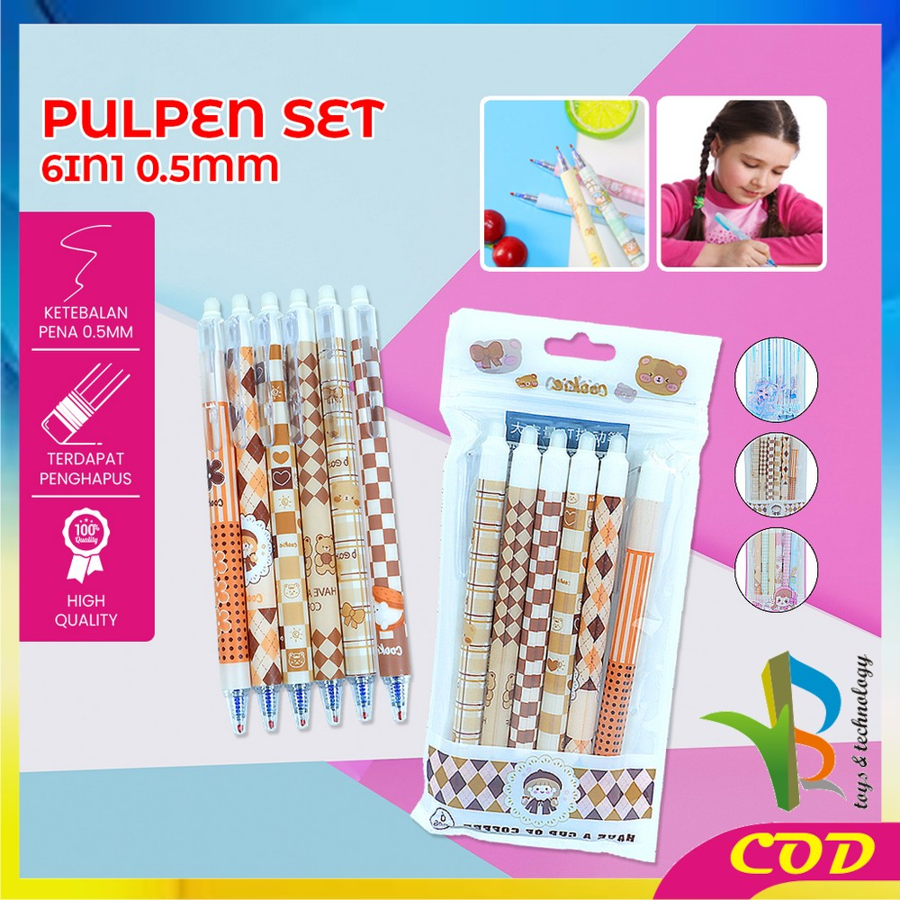 

RB-A68 Pulpen Set 6IN1 0.5MM Tinta Bisa di Hapus Motif Karakter Lucu / Eraseble Pen Set Cetek Cetekan Kartun / Pena Mekanik Anak Sekolah / Eraser Pen ST