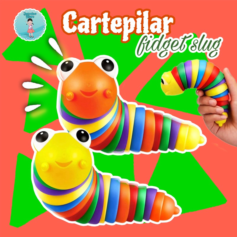 Mainan Cartepilar/Mainan Anak Ulat Pelangi Finger Slug/Mainan Ulat Ulatan Meringkuk Fidget Slug/Main