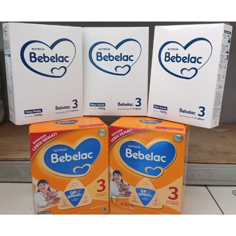 Bebelac 3 Madu/Vanila 1000gr (Split dari bebelac 3 3000gr jadi dus putih)