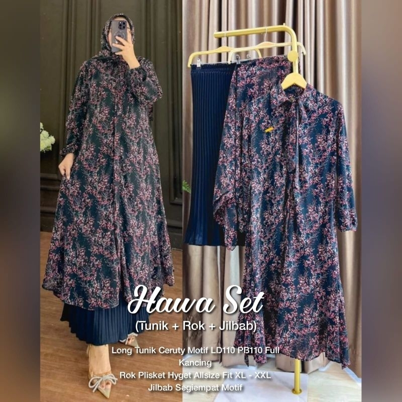 HAWA SET (TUNIK+ROK+HIJAB)