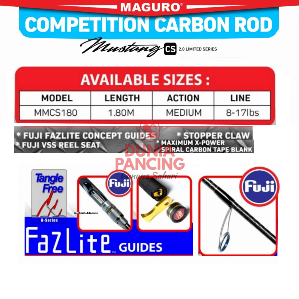 Joran Spinning Galatama Maguro Mustang CS 180M (Free Kaos)