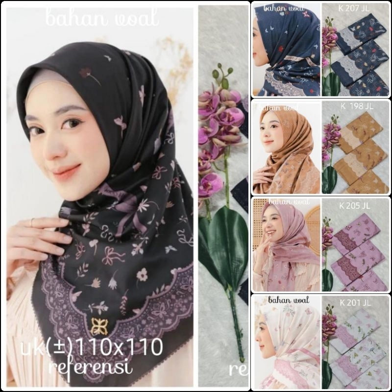 Hijab segiempat voal motif lasercut hijab motif premium (harga grosir)