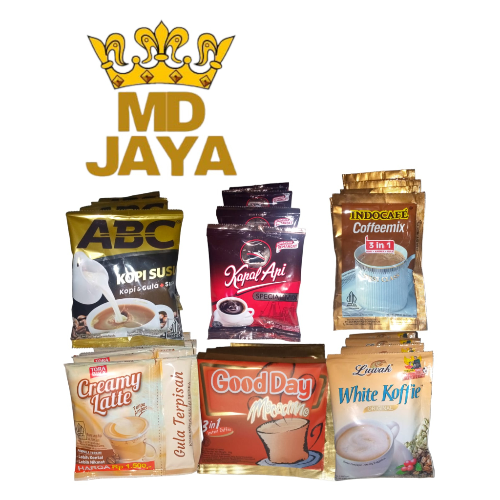 

Kopi Sachet Per Renceng isi 10bks Gooday , Kopi Hitam , Creamy Latte , Luwak , Indocafe