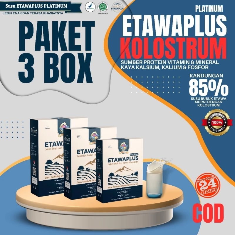 

Etawaplus Platinum Kolostrum | Susu Kambing Etawa Murni Merapi 250gram - Paket Hemat 3 Box