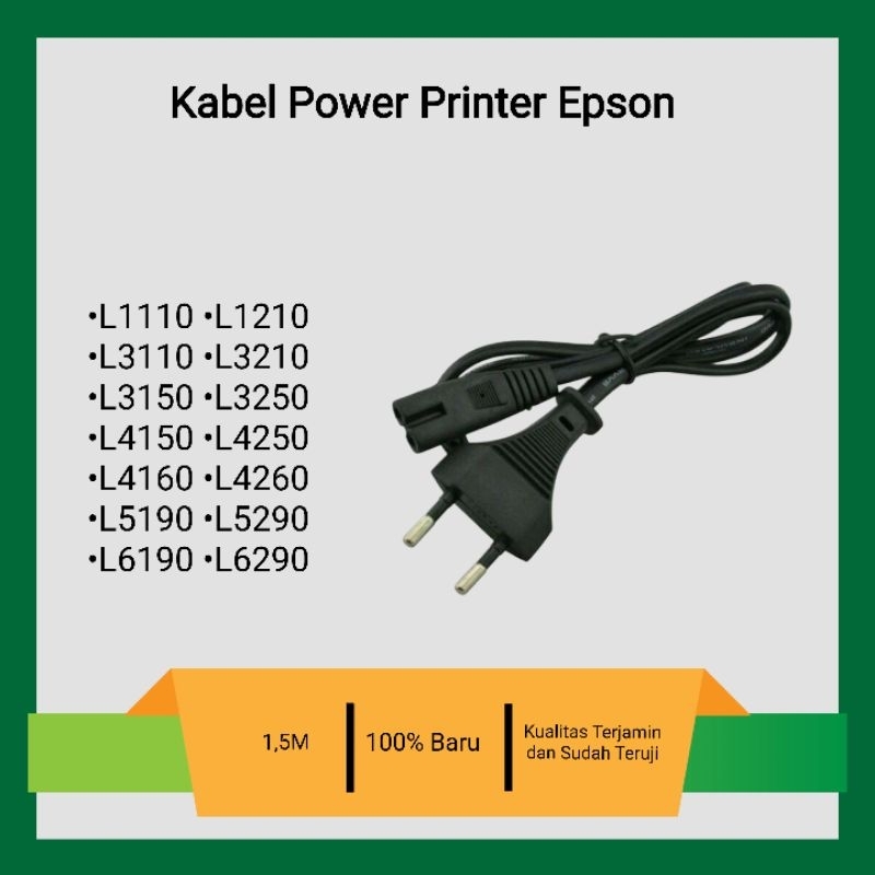 Kabel Power Printer Epson L120 L121 L110 L300 L310 L210 pangan 1,5m kabel power Printer kabel panjan