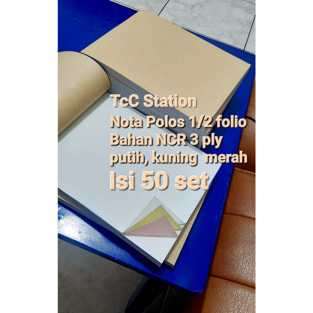 

Nota Polos Bon Polos 3 ply Ukuran 1/2 folio Isi 50 set Buku Nota Rangkap 3 Bahan Carbon NCR 3ply Putih Merah Kuning Isi 50set 3 rangkap 150 lembar