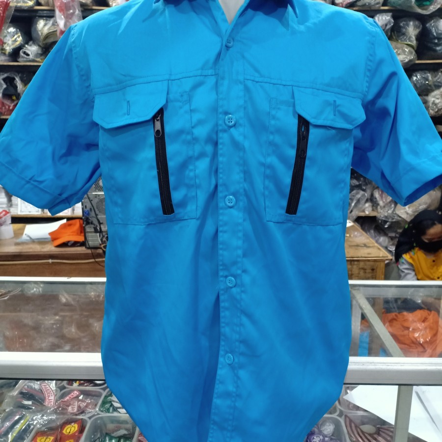 Kemeja PDL Pendek Biru / Kemeja Lengan Pendek