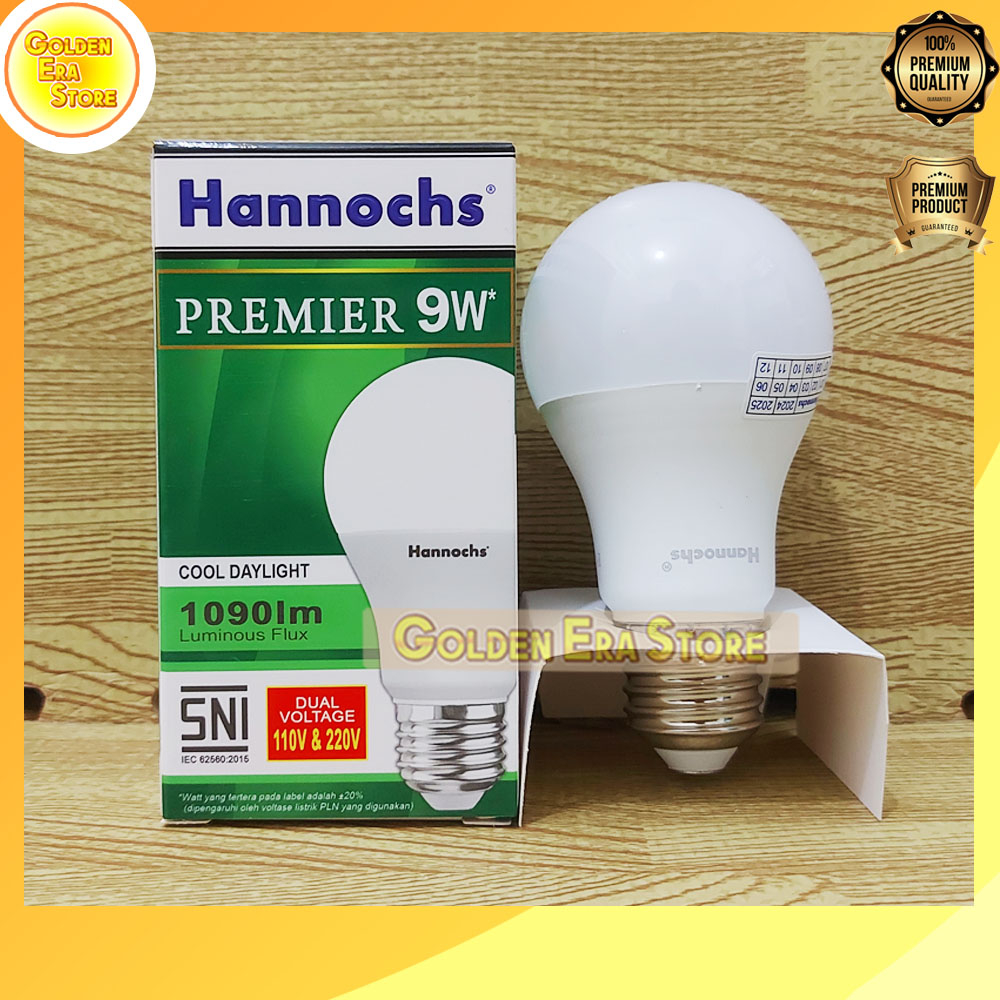 9 WATT Hannochs Lampu Led Premier cahaya Putih dan cahaya kuning / Lampu Bohlam LED Premier 9 watt /
