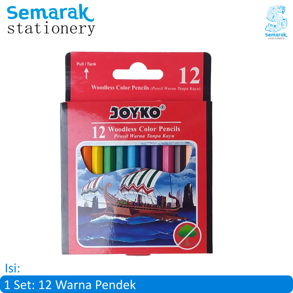 

Joyko CP-107 Woodless Color Pencils Pensil Warna Tanpa Kayu 12 Warna Pendek