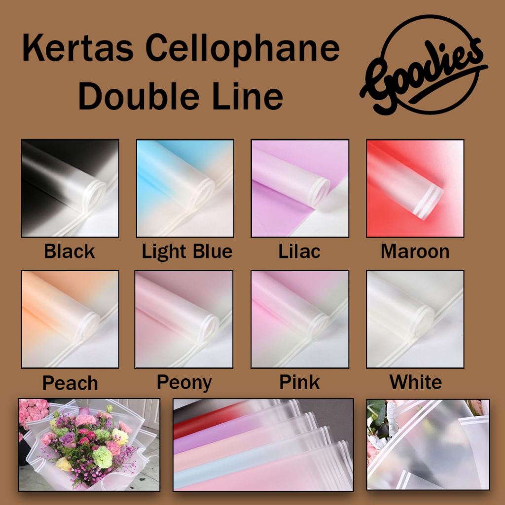 

*5 LEMBAR* Kertas Cellophane Buket Bunga (Double Line) Flower Wrapping Paper Celophane / Chellophane Murah untuk Snack Uang