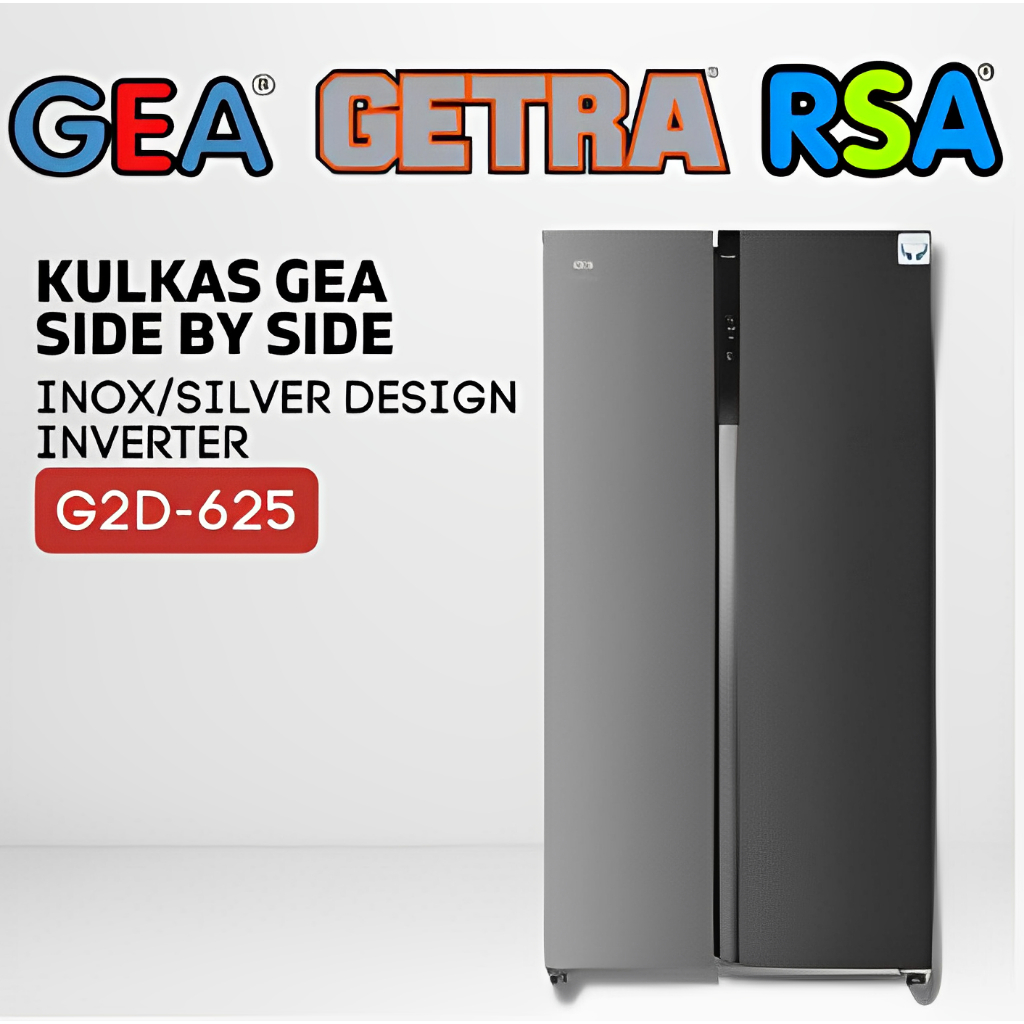Kulkas GEA Side By Side G2D-623 Inverter INOX Kulkas 2 Pintu G2D 623 INOX