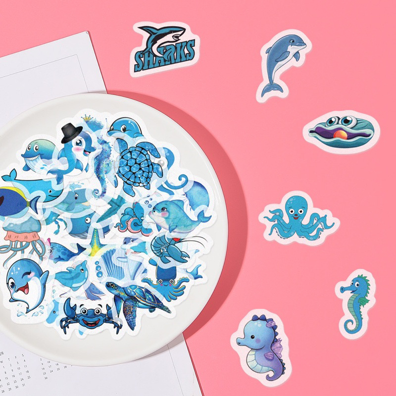 

Blue ocean hand account stickers for DIY decoration painting book diary and paper hand account stickers
