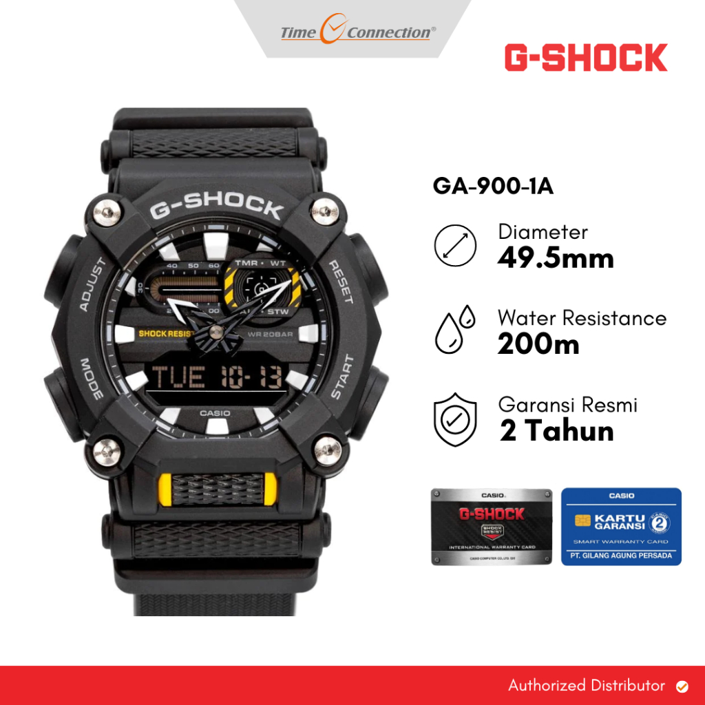 Casio G-SHOCK GA-900-1A Hitam Kuning Original / Jam Tangan Pria Analog Digital