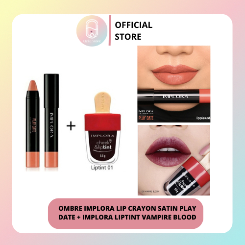 Qeila - PAKET OMBRE IMPLORA | IMPLORA LIP CRAYON SATIN PLAY DATE & IMPLORA LIP TINT VAMPIRE BLOOD