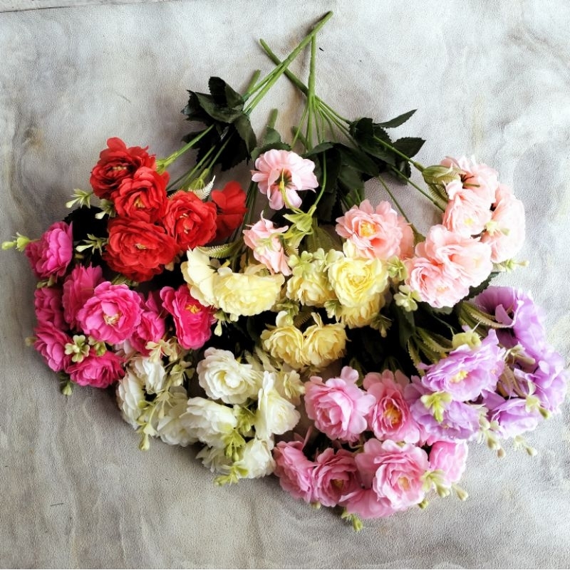 Bunga Camelia artificial 10 kuntum / bunga Camelia plastik/ Bunga Camelia tiruan