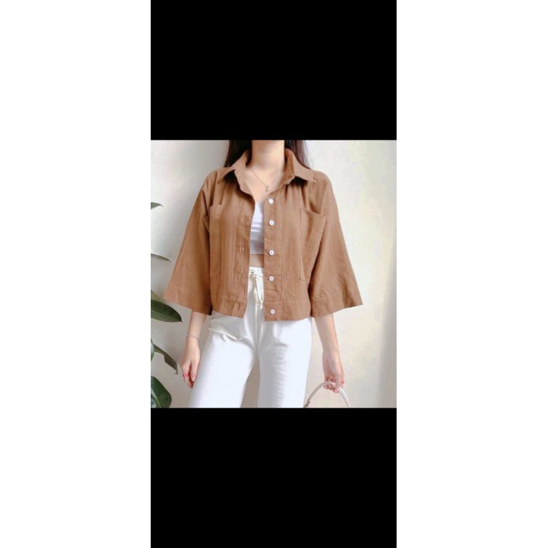 kemeja crop PREMIUM AIRFLOW CRINCLE