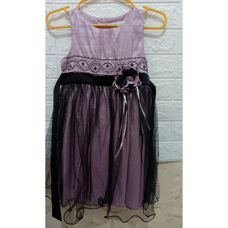 Dress Anak Perempuan Ungu Hitam gaun anak perempuan baju anak perempuan