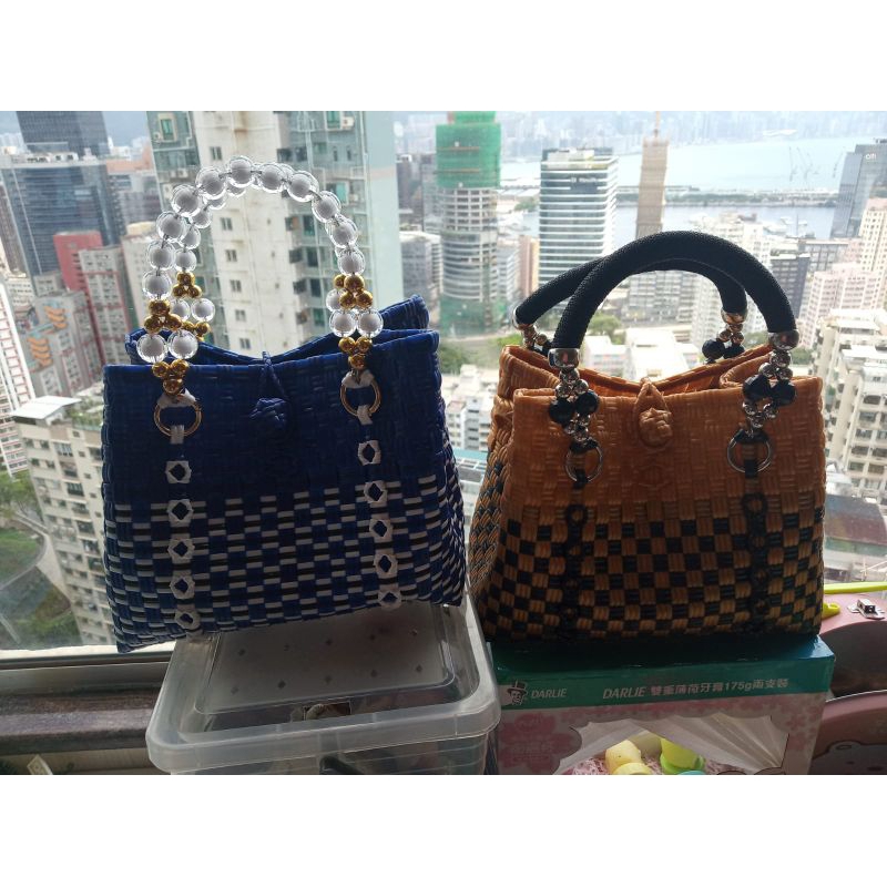 Tas Sultan handle mutiara/Tas anyaman plastik