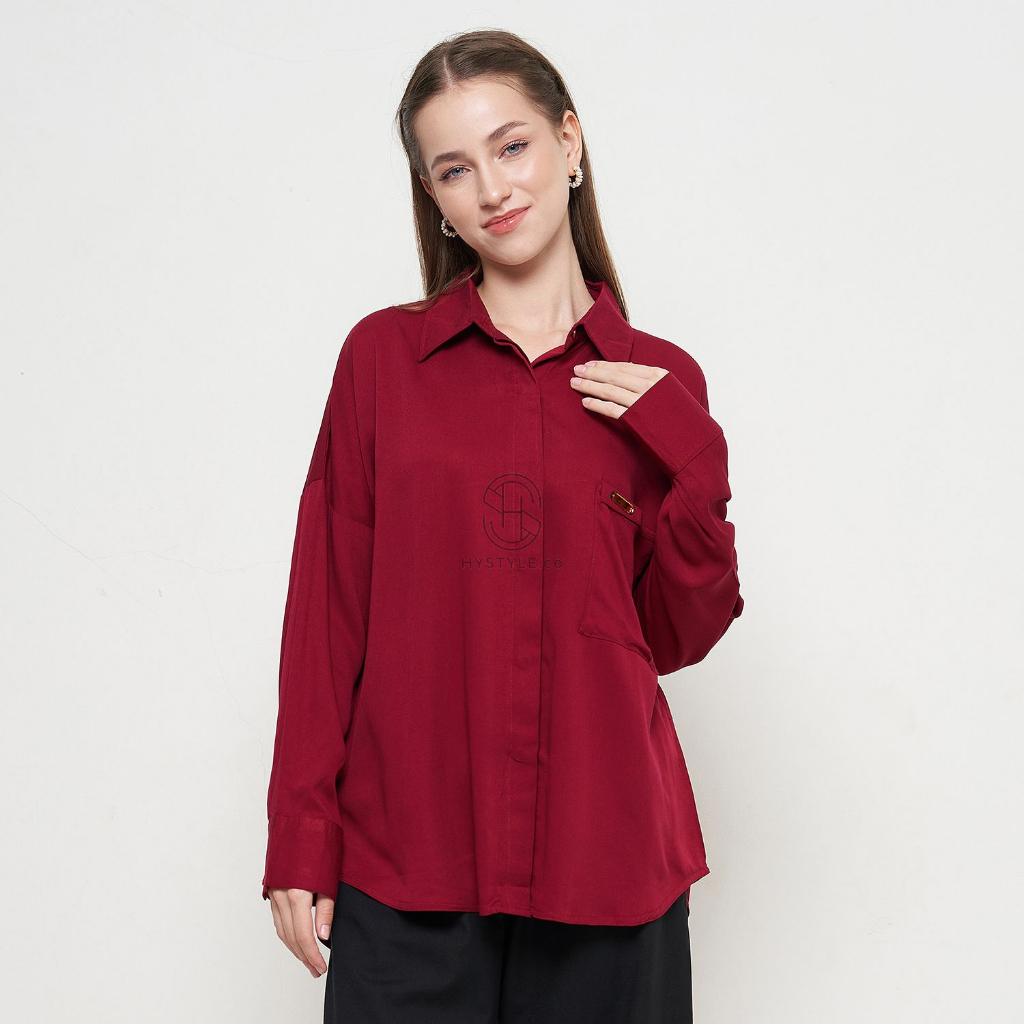 Kemeja wanita atasan katun viscose oversize kemeja wanita katun viscose hijab dan non hijab REINA SE