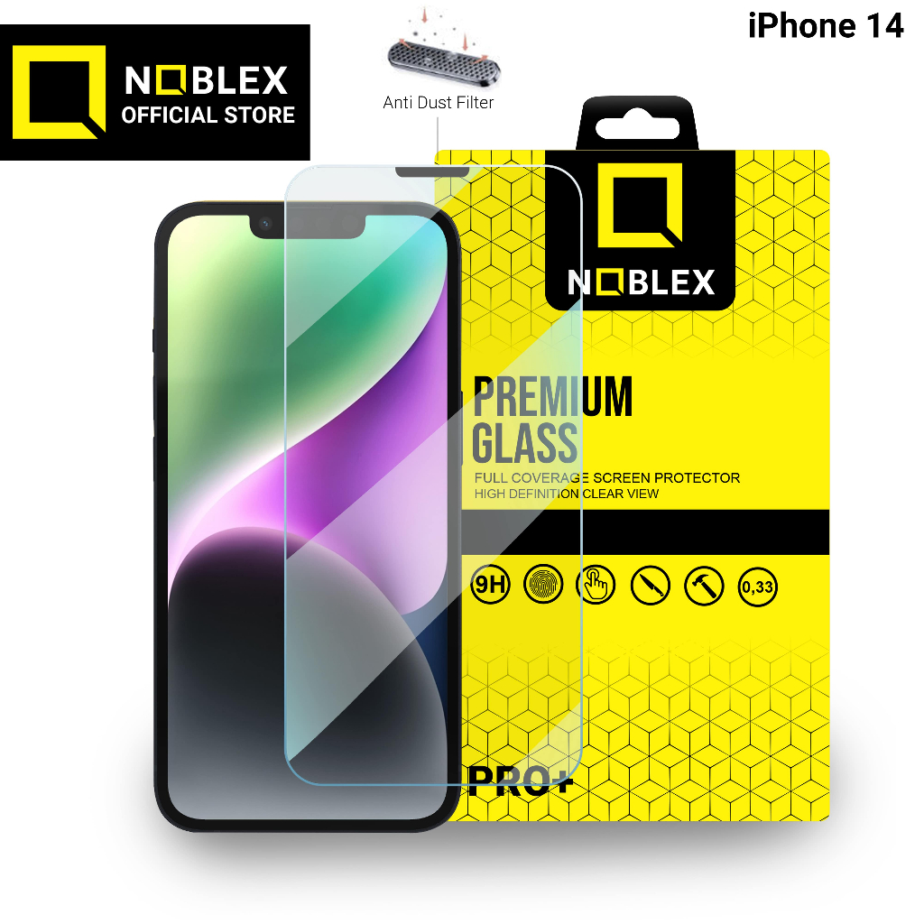 Noblex AntiGores Premium Dust Proof Tempered Glass Pelindung Layar Handphone Anti Pecah Untuk Iphone 14