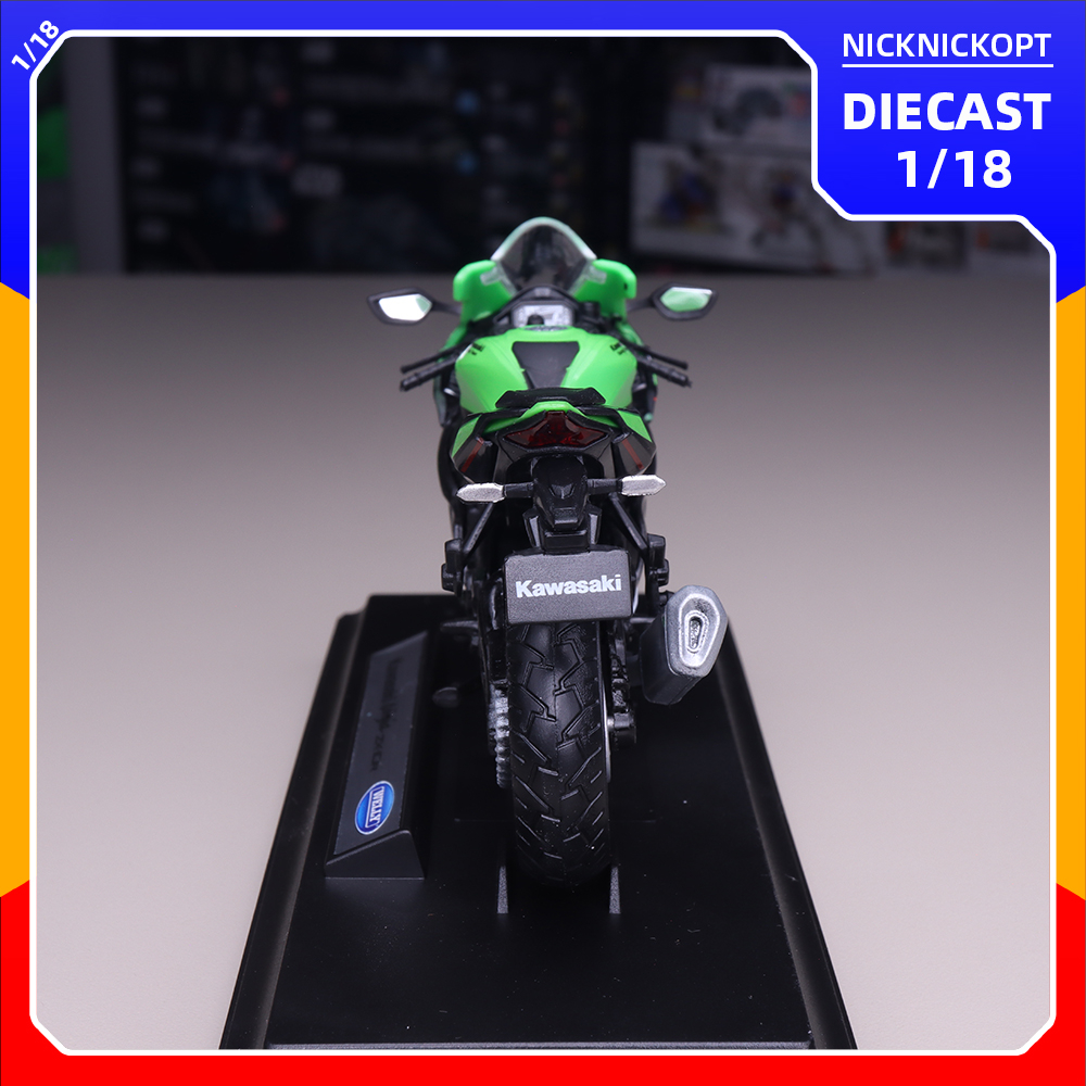 Miniatur Motor Welly 2021 Kawasaki Ninja ZX10R ZX10R Skala 1:18 Diecast Mainan Koleksi