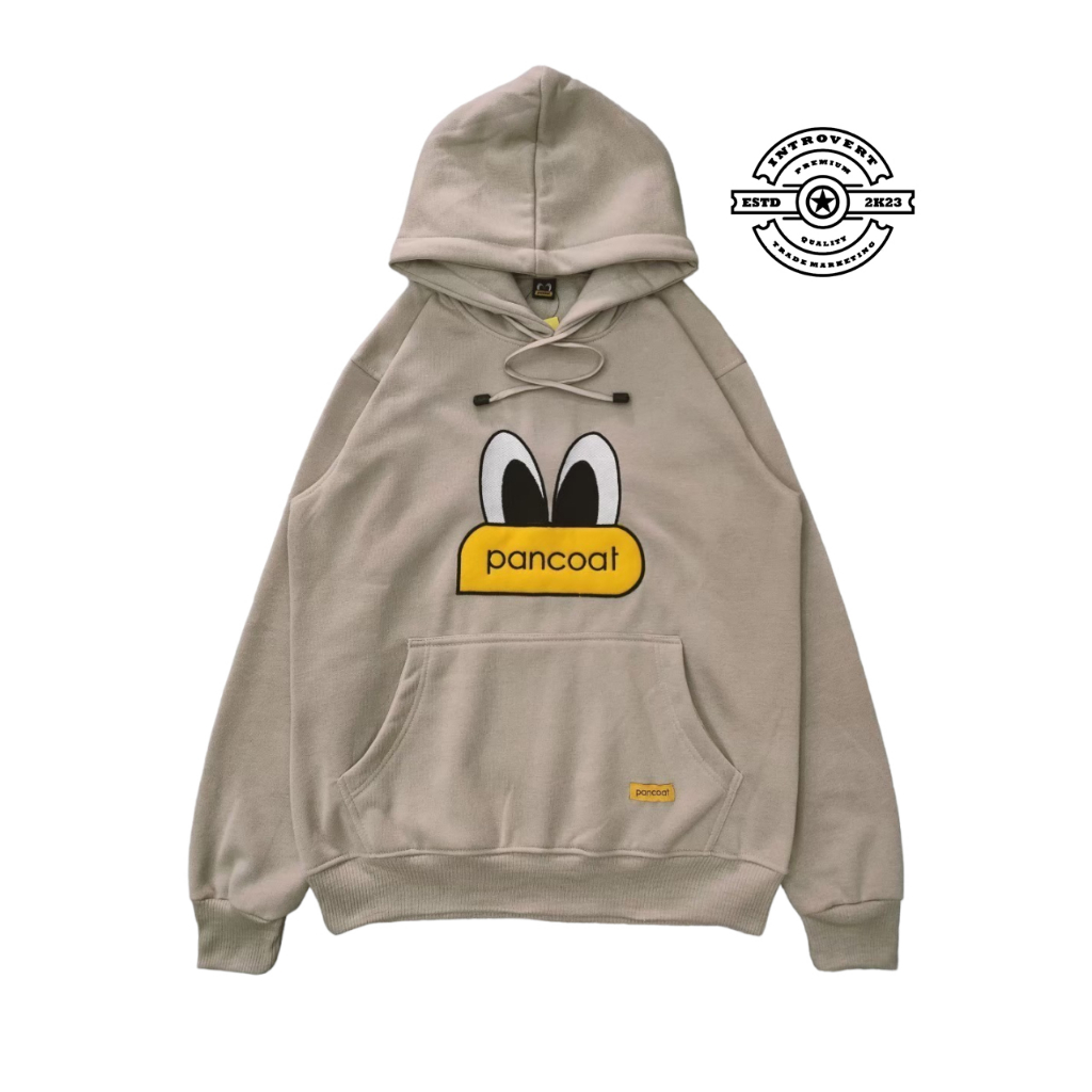 Pancoat Sweater Hoodie Unisex Katun Plecce Tebal Original Distro - Cream