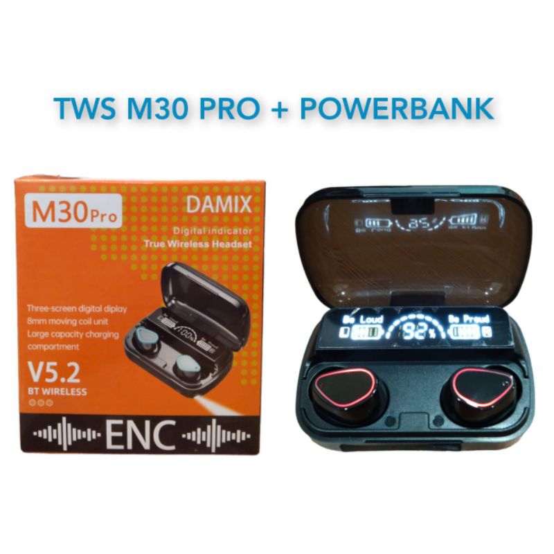 hendsfre bluetooth/earphone bluetooth TWS M30 PRO+ POWER BANK