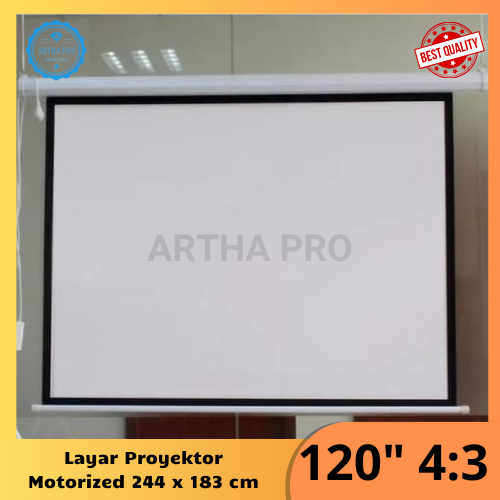 Layar proyektor motorized 120" 4:3 otomatis remot