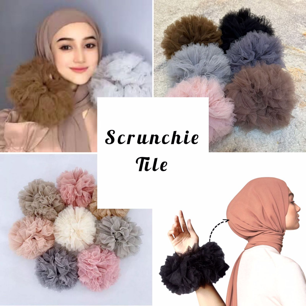 HIJAB CEPOL/SCRUNCHIE HIJAB TULLE Scrunchie Tile Hijab | Scrunchie Tile Anti Pusing | Scrunchie Vira
