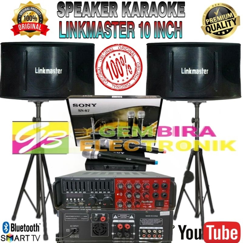 Paket Karaoke Speaker LINKMASTER 10 inchi & ampli bluetooth Sound System Original Rumahan