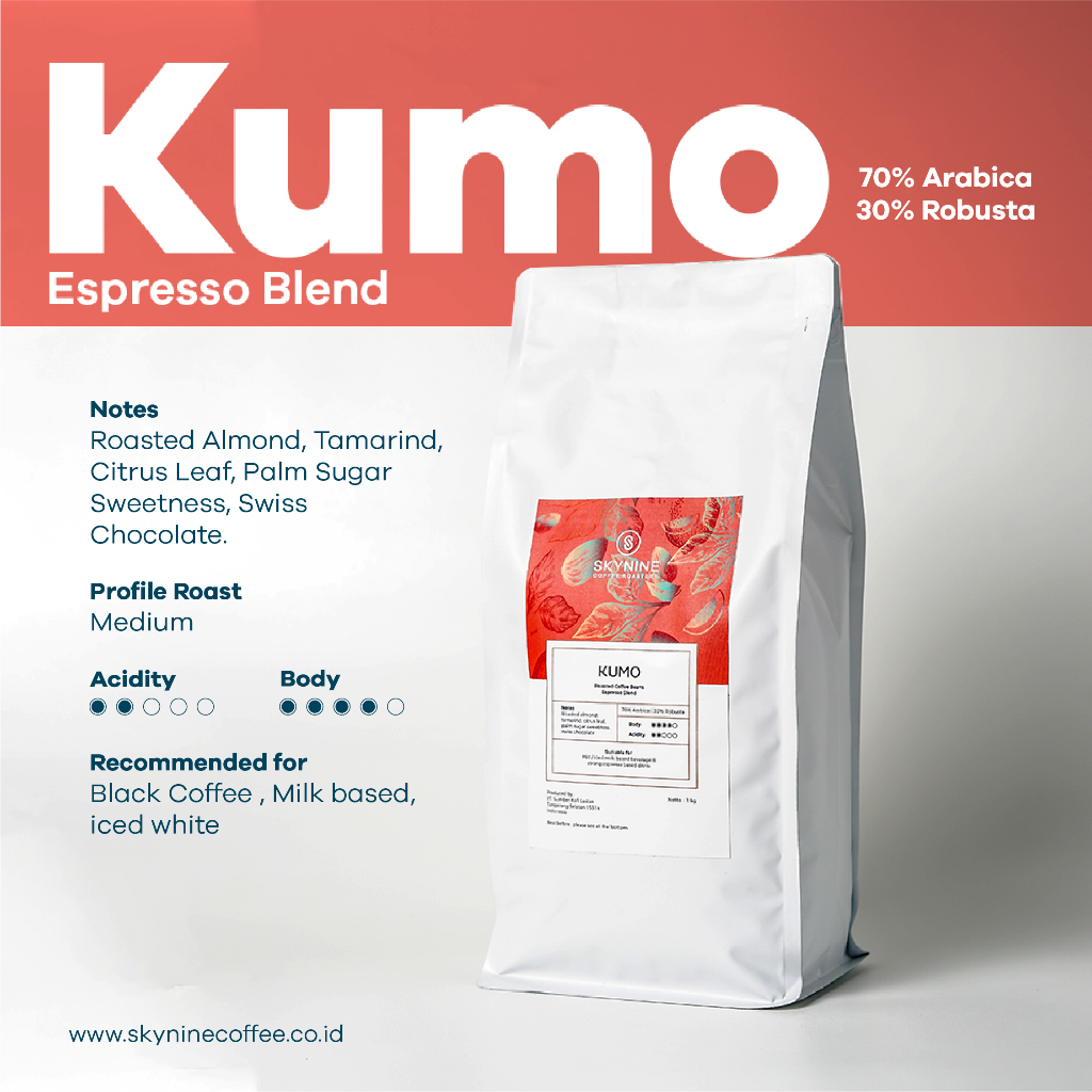 

BIJI KOPI ESPRESSO KUMO BLEND 70% ARABIKA 30% ROBUSTA 1KG