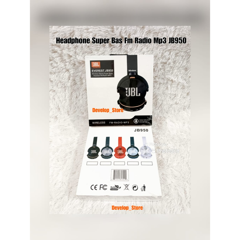 Headphone/ Headset Bando Bluetooth Stereo Super Bas FM Radio MP3 JB950